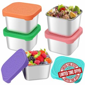 5Pack 6oz Stainless Steel Snack Containers