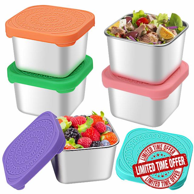 5Pack 6oz Stainless Steel Snack Containers