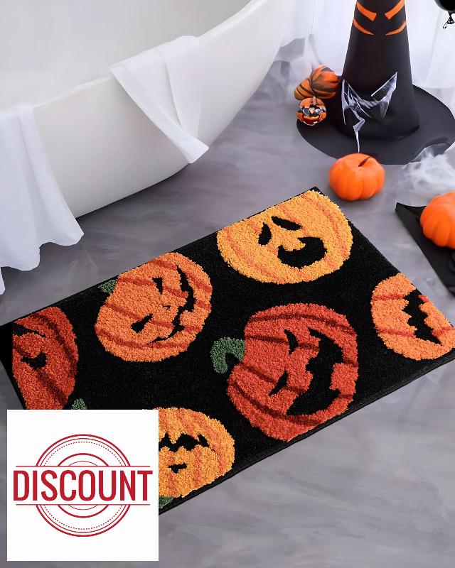 DEXDE Fall Halloween Bathroom Rugs Fun Pumpkins Bath Mat for Autumn Harvest Thanksgiving Home Decor