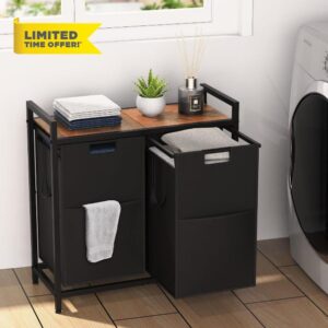 Kalzie laundry hamper 2 section with shelf