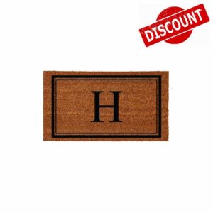 Evergreen Flag Monogram Letter H Entrance Doormat | 28 x 16 inches | Dirt Catching Natural Coir | All-Season | Non-Slip Backing | Indoor and Outdoor Home Decor