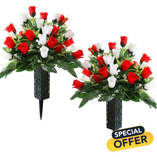 2 Pcs Artificial Cemetery Flowers