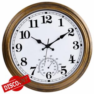 QWARVEL 16 Inch Large Outdoor Wall Clock