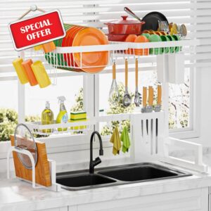 Sakugi Over The Sink Dish Drying Rack - Multifunctional 2-Tier Dish Drying Rack