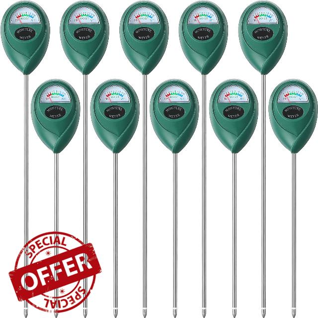 10 Pack Soil Moisture Meter Plant Water Meter Long Probe Deep Use Soil Moisture Meter Sensor Monitor Hygrometer for Gardening Farming Indoor and Outdoor Plants