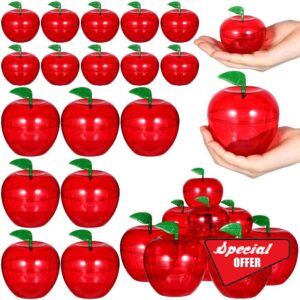 Tioncy 24 Pcs Large Plastic Apple Containers Red Apple Containers Bobbing Apple Teacher Apple Candy Cookie Jars Toy Containers for Gift Party Wedding Christmas Rosh Hashana Decorations Party Supplies