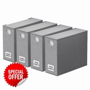 SpaceAid 4 Pack Bed Sheet Organizers and Storage