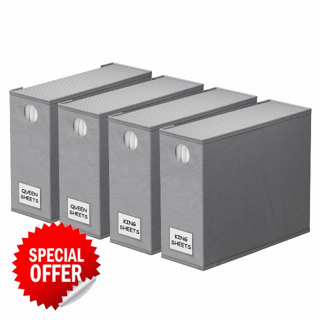 SpaceAid 4 Pack Bed Sheet Organizers and Storage