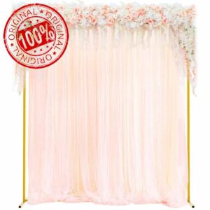 6.6FT x 5FT Square Backdrop Stand Gold Balloon Arch Stand Wedding Arch Stand with Bases Metal Garden Outdoor Indoor Arch for Weddings Party Event Decoration