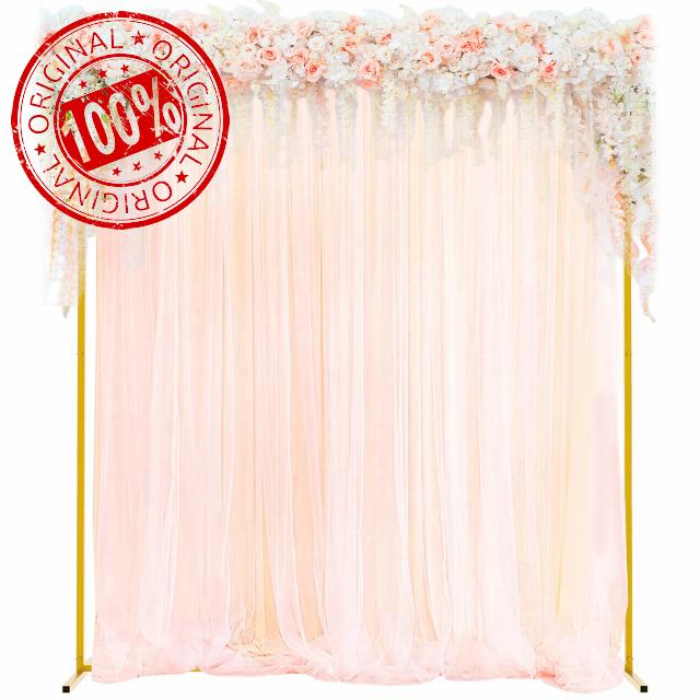 6.6FT x 5FT Square Backdrop Stand Gold Balloon Arch Stand Wedding Arch Stand with Bases Metal Garden Outdoor Indoor Arch for Weddings Party Event Decoration