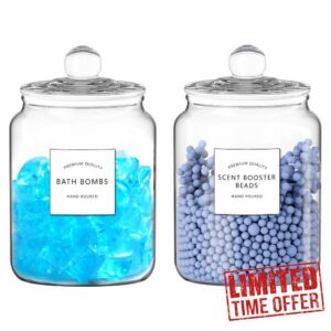 2 Pack Glass Jars for Laundry Room Organization