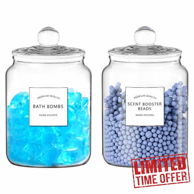 2 Pack Glass Jars for Laundry Room Organization