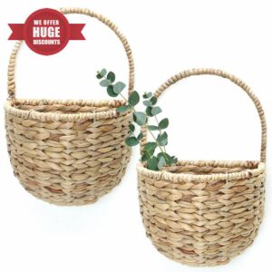 Storagether Woven Wicker Hanging Wall Basket for Garden