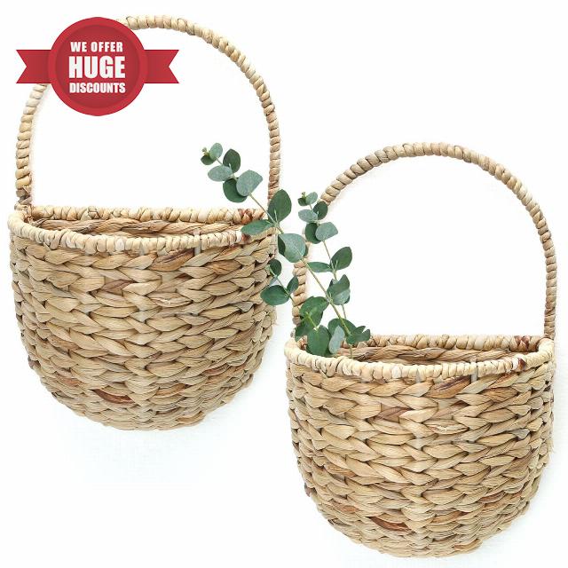 Storagether Woven Wicker Hanging Wall Basket for Garden