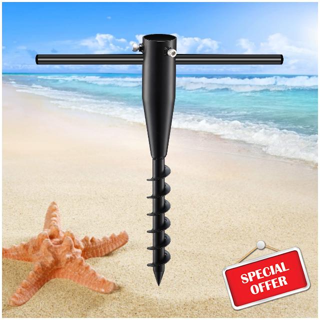 Lcokeiy Beach Umbrella Sand Anchor - Heavy Duty Outdoor Umbrella Holder No Dig Ground Umbrella Base - Sturdy and Reliable 2.3“ Inner Diameter.