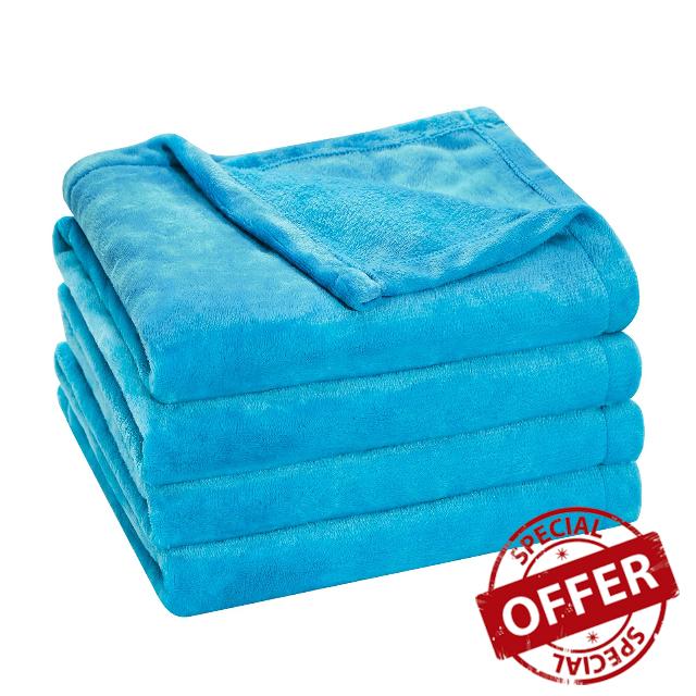 HYLEORY Fleece Blanket King Size Turquoise Bed Blanket for Couch