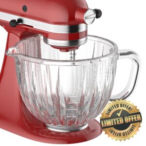 Glass Mixer Bowl for Kitchenaid 4.5-5QT Tilt-Head Stand Mixer