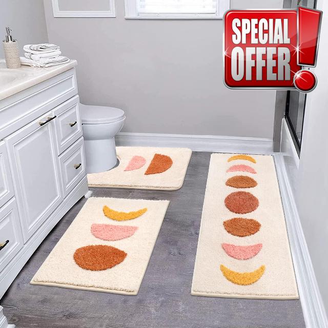 Pauwer Boho Bathroom Rugs Sets 3 Piece