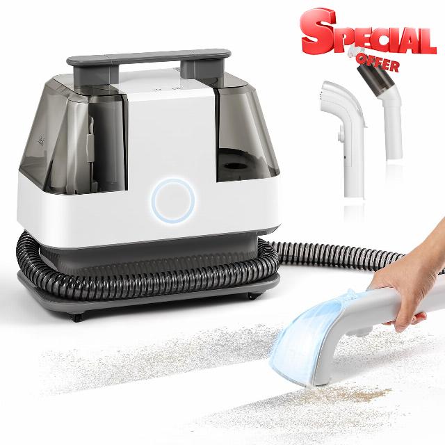 Hapyvergo Upholstery Cleaner Machine 15KPa Portable Carpet Couch Deep Cleaner Machine Handheld Rug Spot Cleaner Small Wet Extractor Vacuum for Furniture Hand Held Sofa Shampooer for Car Seat Mattress