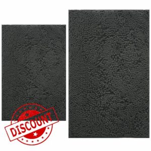 Bathroom Rugs Bath Mat Chenille 2-Piece Extra Soft and Absorbent Shag Bath Rugs