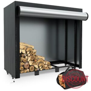 MOFEEZ 4ft Firewood Rack Outdoor with Cover Log Carrier