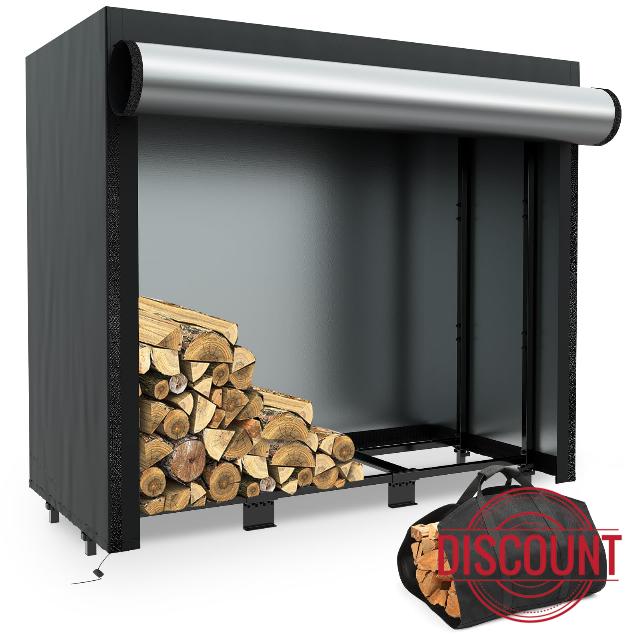 MOFEEZ 4ft Firewood Rack Outdoor with Cover Log Carrier