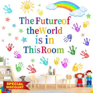 Colorful Inspirational Quotes Wall Decals Vinyl Paint Splatter Handprint Wall Stickers Motivational Sticker Positive Saying Wall Decals for Classroom School Kids Bedroom Playroom Nursery Wall Decor