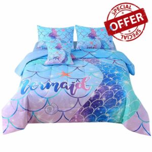 JQinHome Mermaid Comforter Set Full Size