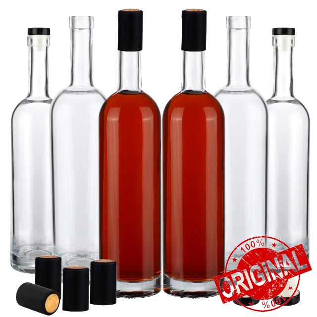 Liengoron 6Pack Clear Glass Bottles with Cork Lids 25oz Glass Bottles 750ml Wine Bottles with Stopper Empty Home Brewing Wine Bottles for Wine Beverages Sparkling Wine Drinks Beer Water Soda