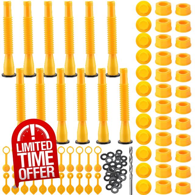 BBTO 12 Kit Gas Can Spout Replacement with Screw Collar Caps