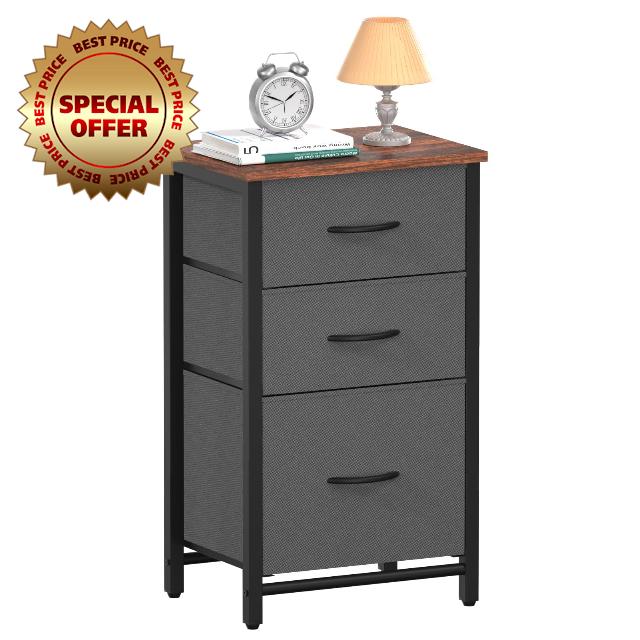 Yoobure Nightstand with 3 Drawer Dresser
