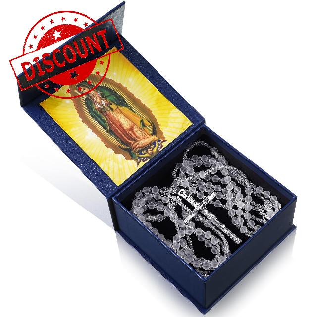 Siifert Wedding Lasso Catholic Set Wedding Lasso Crystal Lasso for Wedding Ceremony with Gift Box Our Lady of Guadalupe Prayer Card for Wedding Anniversary Decoration Supplies