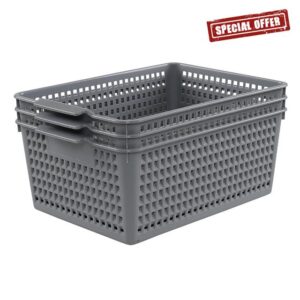 Ramddy 3-Pack Grey Storage Baskets