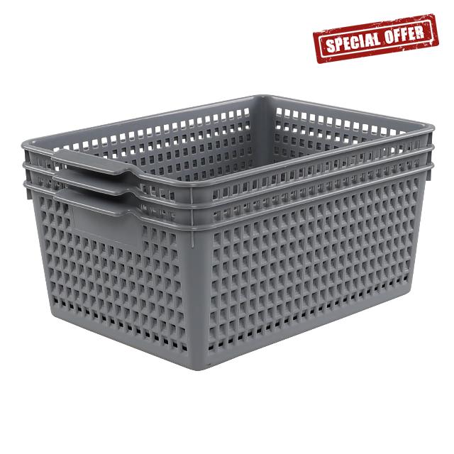 Ramddy 3-Pack Grey Storage Baskets
