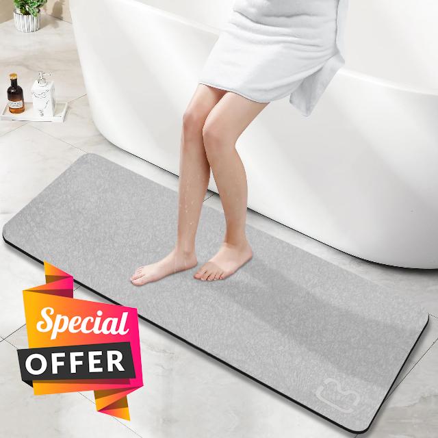 Diatomaceous Bath Mat 17.7" x 35.4" Fast Drying & Non Slip Large Diatomite Stone Bath Mat