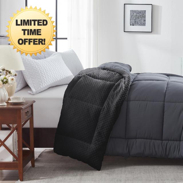 songlibin Comforter King Size Minky Dot King Comforter Reversible Down Alternative Comforter King Size Lightweight Bed Comforter Soft Fluffy Comforter for College Girls Boys(Dark Grey