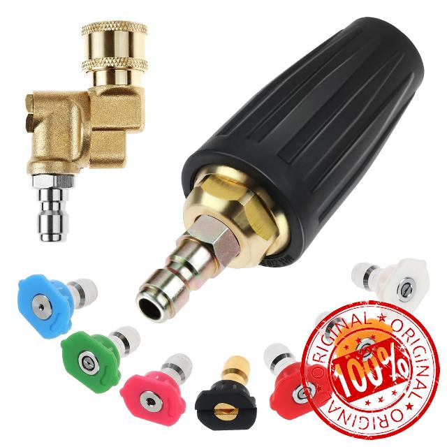 4000 PSI Pressure Washer Rotating Turbo Nozzle 4.0 GPM with 1/4'' Quick Connector with 7 Pieces Spray Nozzle Tips Kit Multiple Degrees (0