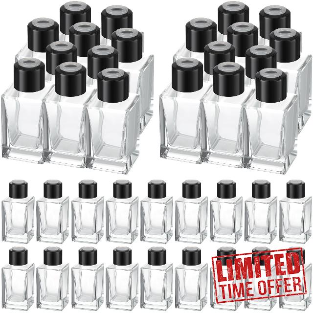 Umigy 50 Set Glass Diffuser Bottles Reed Diffuser Bottle Empty Reed diffuser Jars Clear Glass Fragrance Bottle with Black Caps 50ml 1.7 Oz&nbsp;Essential Oil Diffuser Bottle for DIY Fragrance (Rectangle)