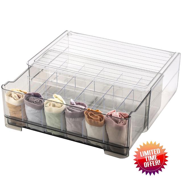 Tecbeauty 24 Cell Socks Underwear Drawer Organizer Divider