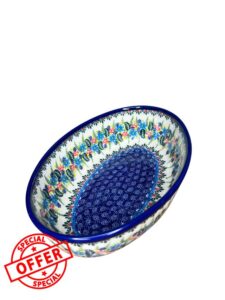 Lidia's Polish Pottery Oval Mirek Baker-9.75 inch. Ceramika Kalich-Daisy