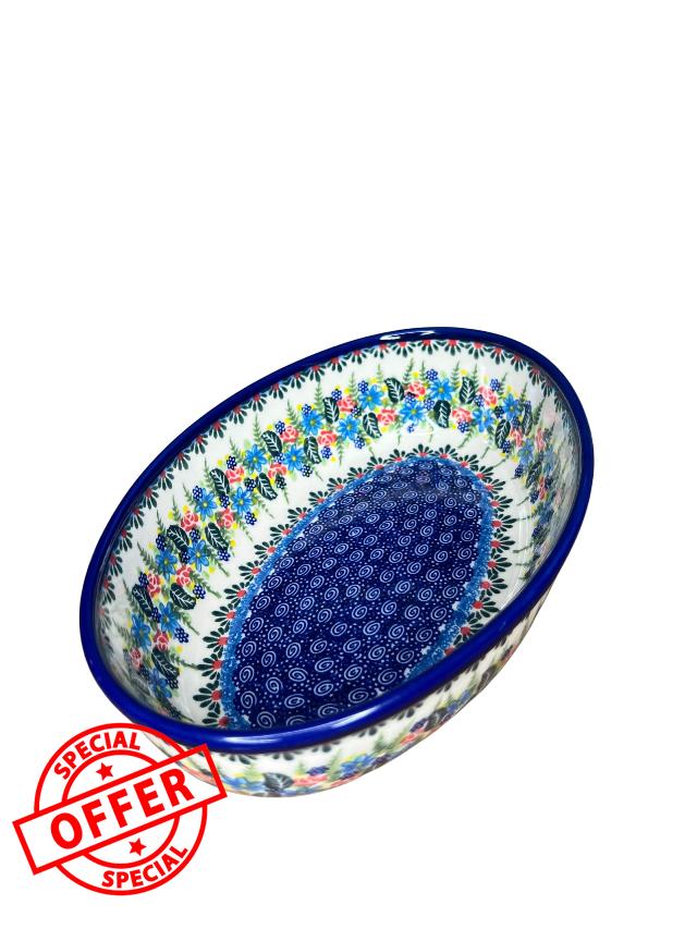 Lidia's Polish Pottery Oval Mirek Baker-9.75 inch. Ceramika Kalich-Daisy