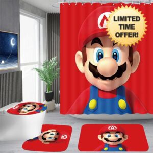 Red Mario Bathroom Set，Mario Bathroom