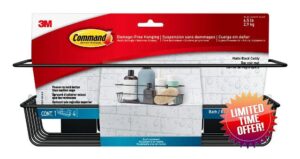 Command Shower Caddy Matte Black with Water Resistant Command Strips