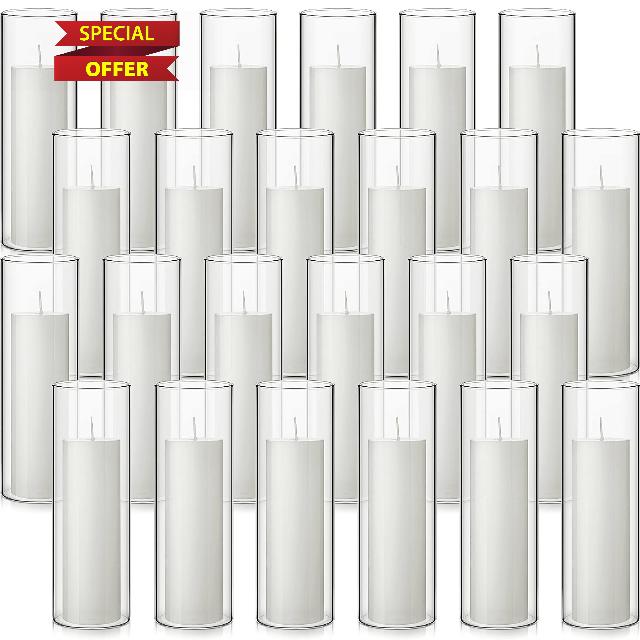 Didaey White Pillar Candles and Glass Candle Holders