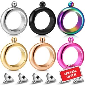 Dandat 6 Pcs Bracelet Bangle Flask with 6 Funnels Set 3.5 oz Stainless Steel Hidden Liquor Flask Women Wine Bottle for Bridesmaid Groomsman Gifts Bachelorette Party Birthday Party Weeding