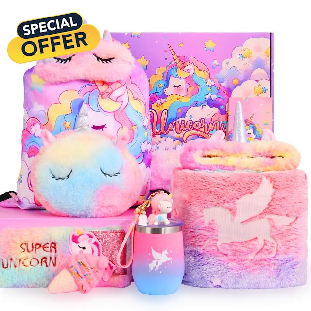 Healemo Unicorns Gift for Girl - Birthday Gift Box for 3 4 5 6 7 8 9 10 11 12 Year Old Toddler Teen Girl