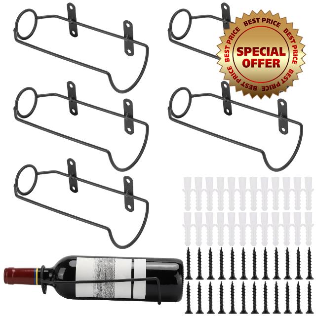 Tbestmax 6 Pcs Metal Wall Mounted Wine Rack