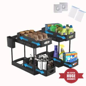2 Pack Double Sliding Under Sink Organizers and Storage