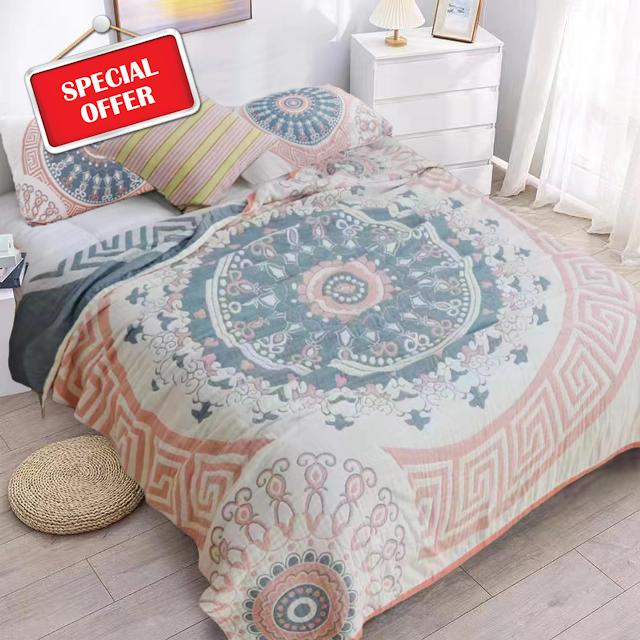 Boho Quilt Set Queen Size Lightweight Cotton Bedspread Coverlet Set with 2 Shams 3 Pieces Soft Breathable Quilt Bedding Set for All Seasons