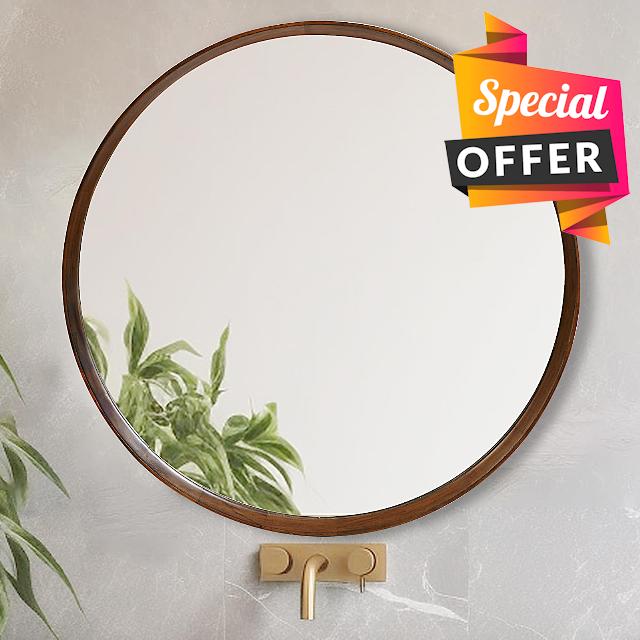 MAGFLERUM Round Wood Mirror 30 Inch